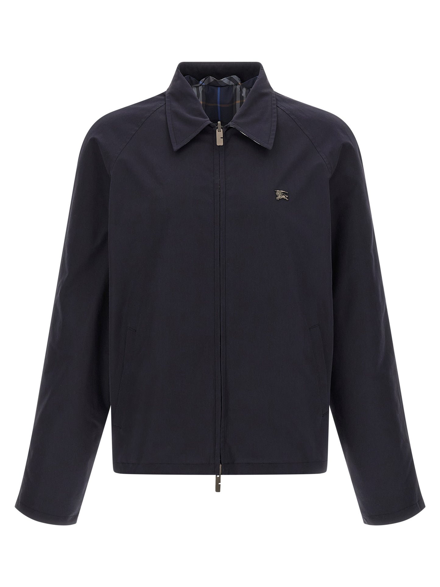 Blue Cotton Full-Length Jacket