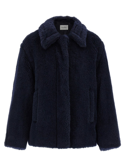 Blue Alpaca Leather Coat
