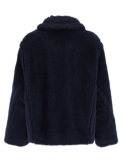 Blue Alpaca Leather Coat