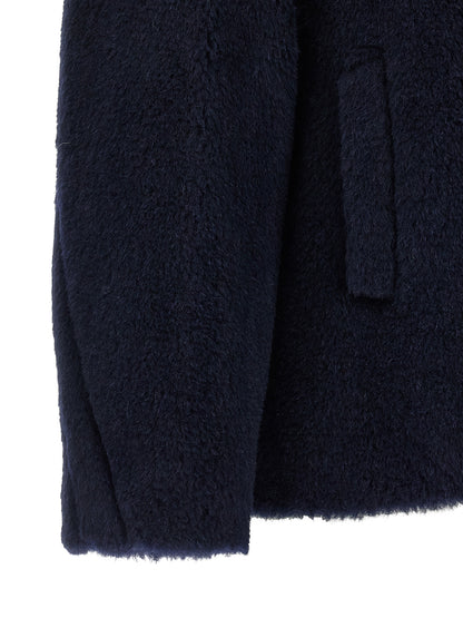 Blue Alpaca Leather Coat