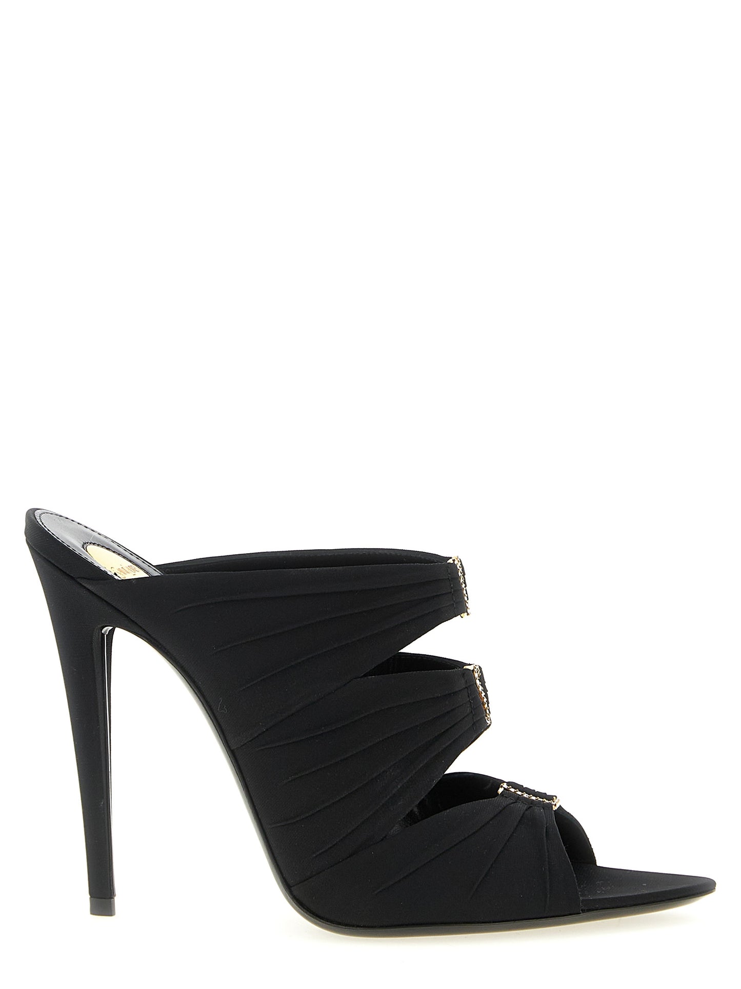 Black Viscose Stiletto Heel Sandals