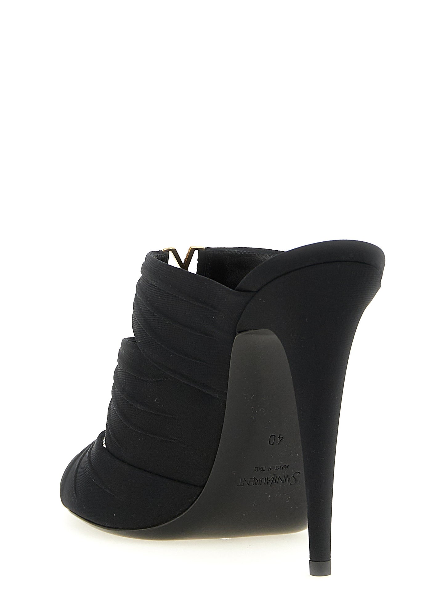 Black Viscose Stiletto Heel Sandals