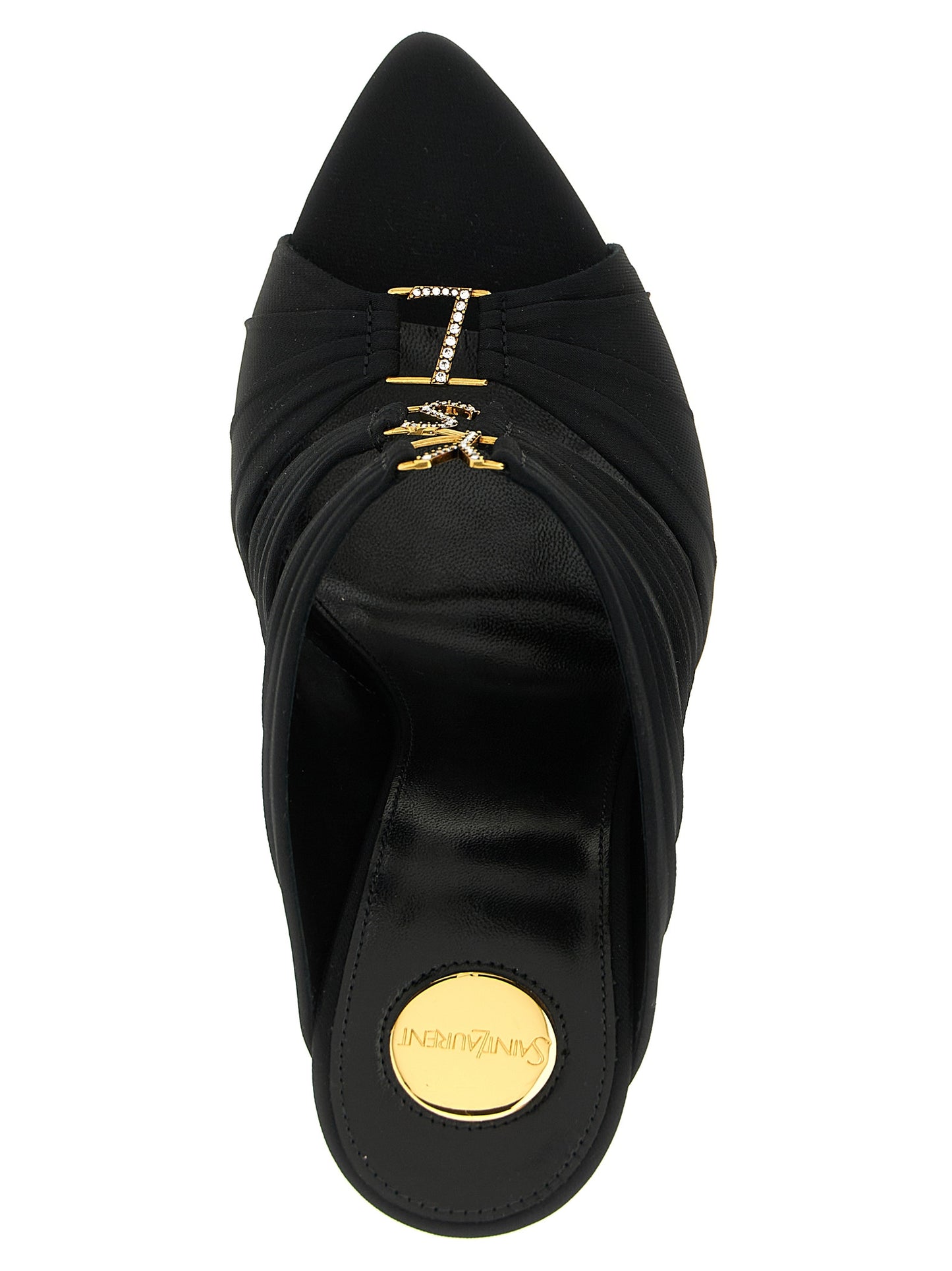Black Viscose Stiletto Heel Sandals