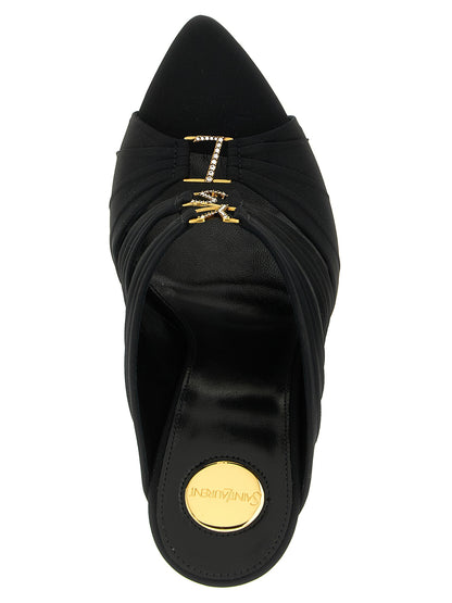 Black Viscose Stiletto Heel Sandals