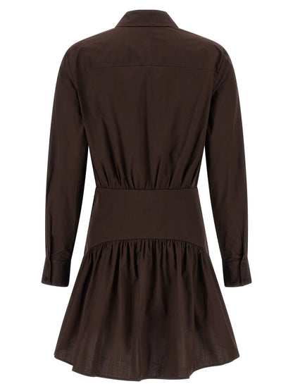 Brown Cotton Short Dress