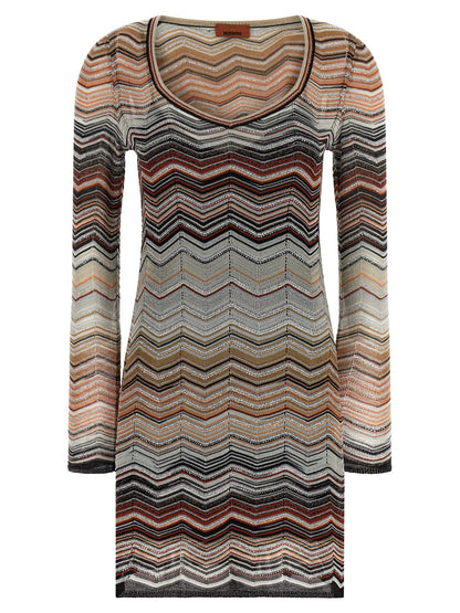 Brown Viscose Short Dress
