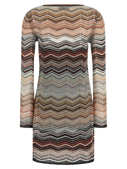 Brown Viscose Short Dress