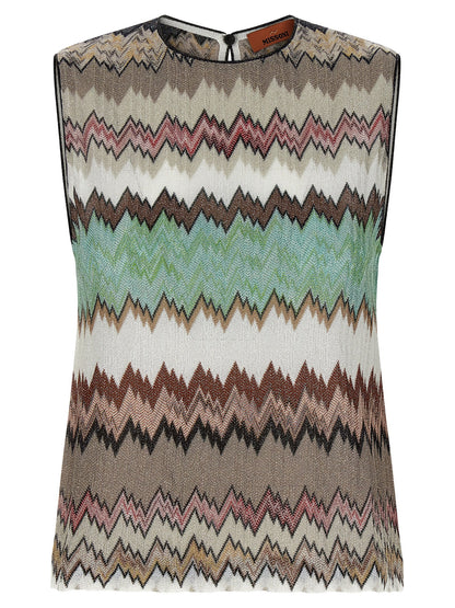 Multicolor Viscose Sleeveles T-Shirt