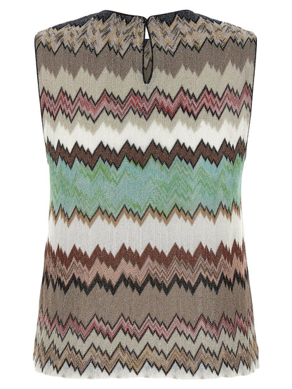 Multicolor Viscose Sleeveles T-Shirt