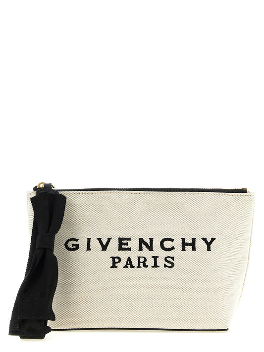 Beige Cotton Clutch Bag