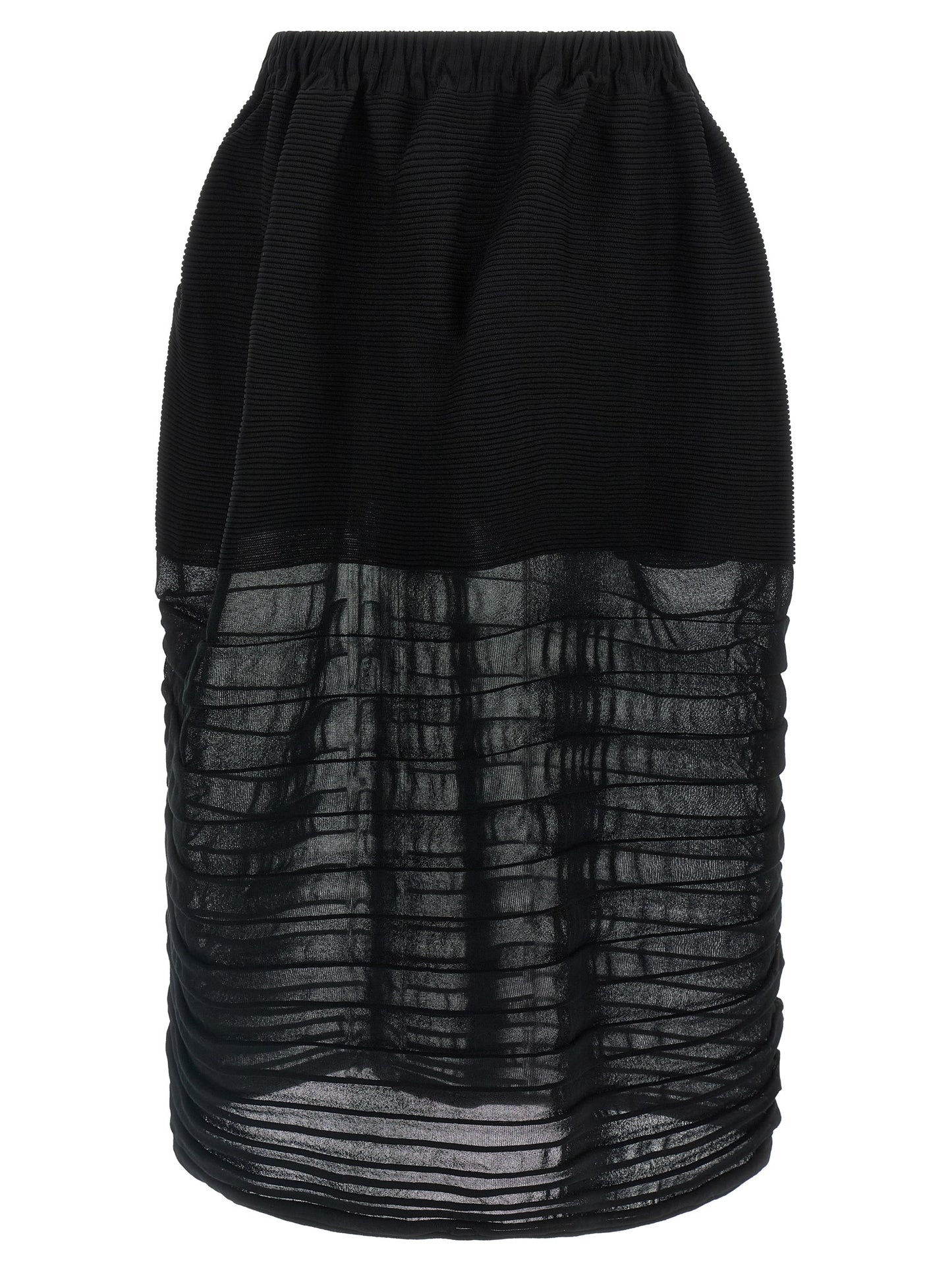 Black Polyester Midi Skirt