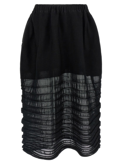 Black Polyester Midi Skirt