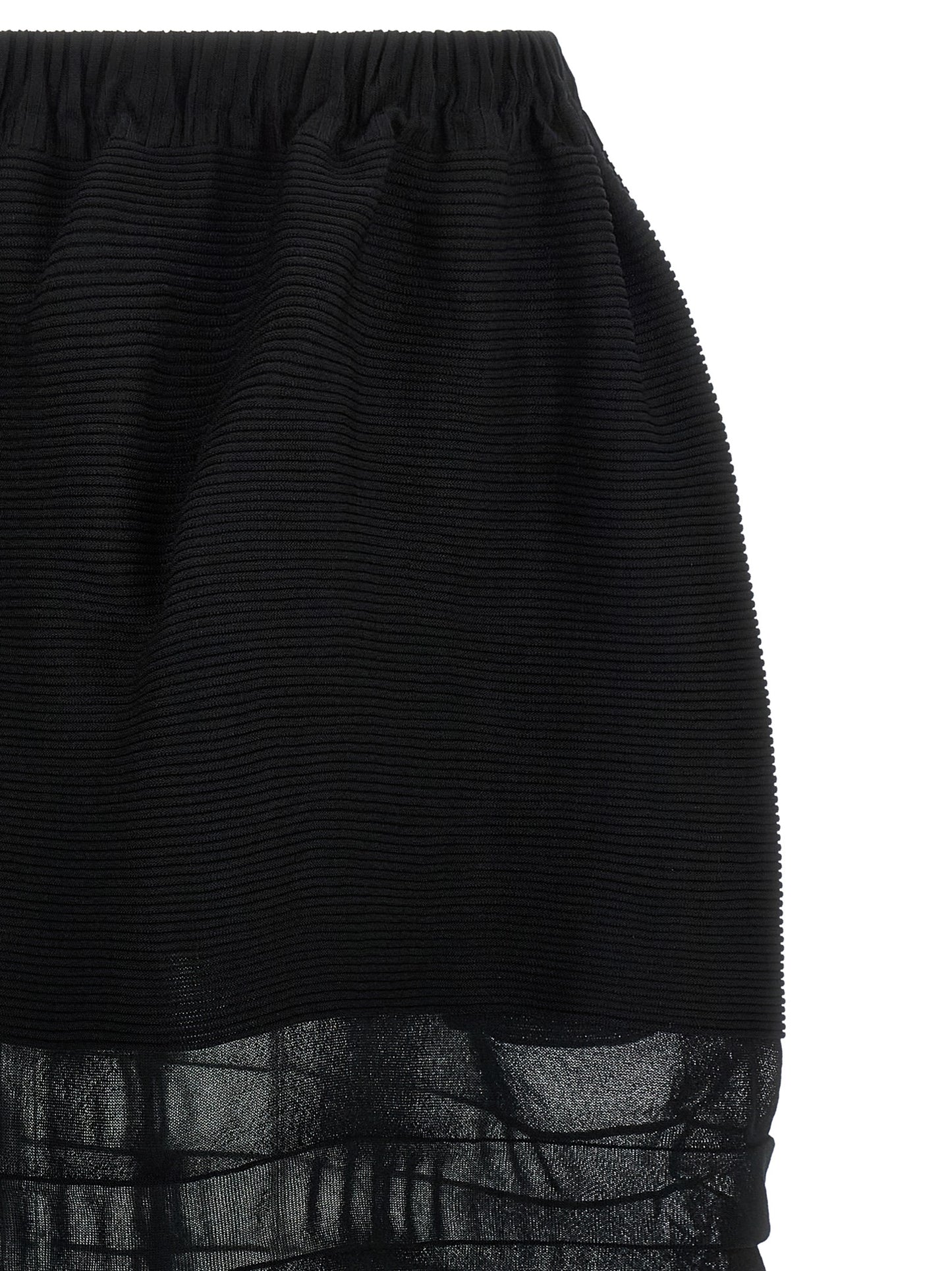 Black Polyester Midi Skirt