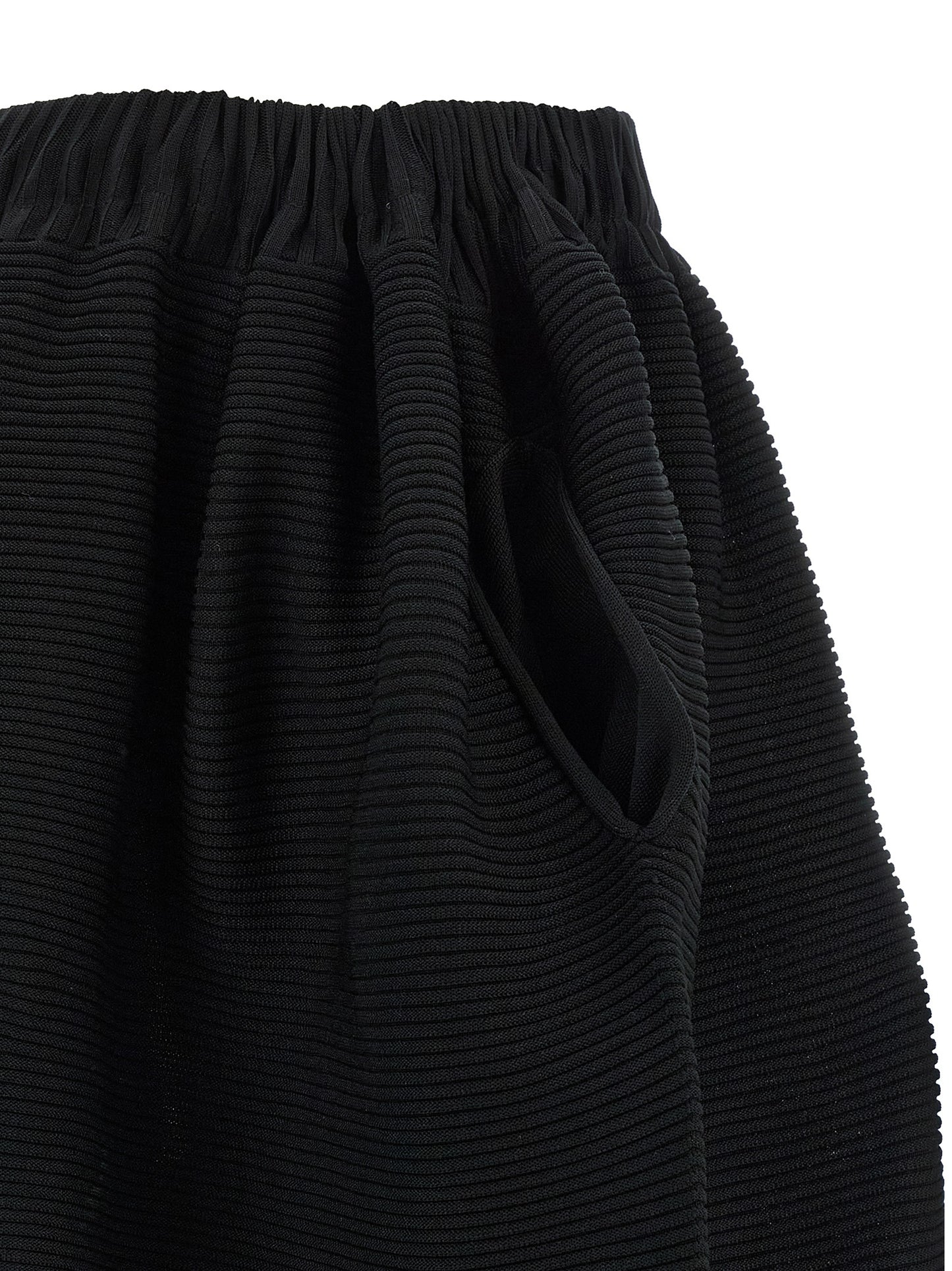 Black Polyester Midi Skirt