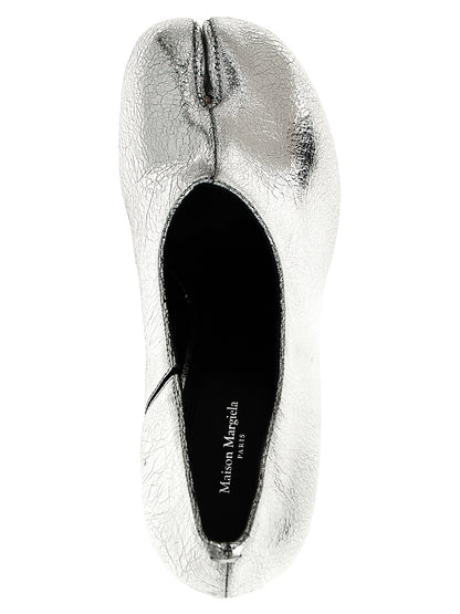 Silver Calfskin Mid Heel Pumps