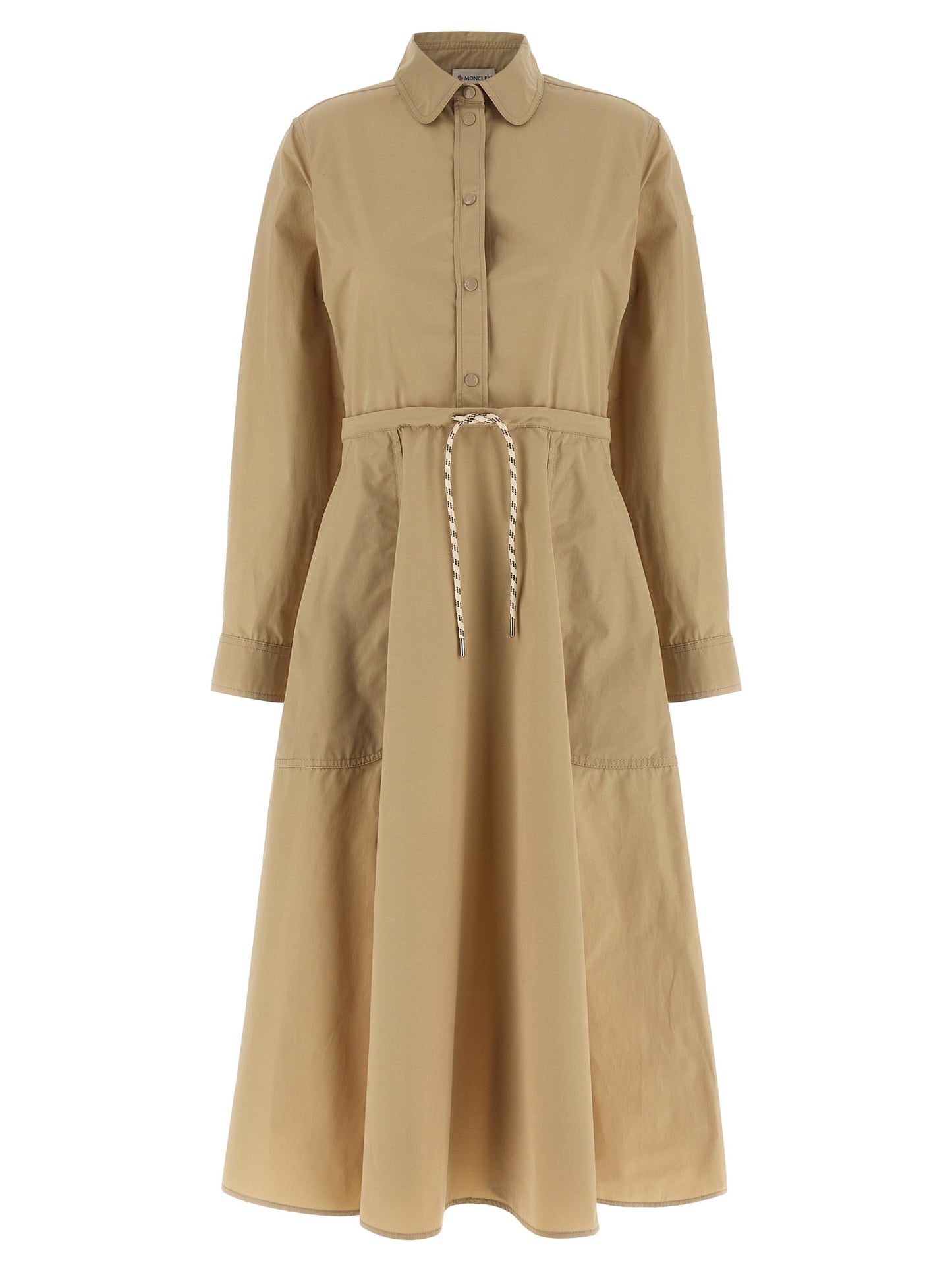 Beige Polyester Long Dress