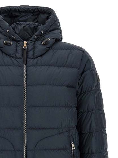 Blue Polyester Full-Length Jacket