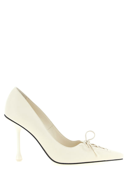 White Leather High Heel Pumps