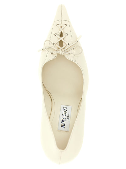 White Leather High Heel Pumps