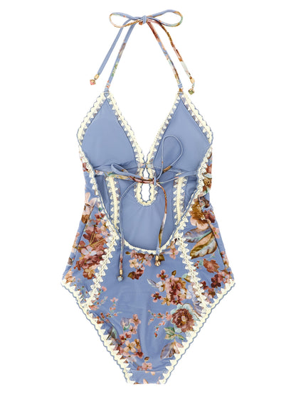 Blue Polyamide One-Piece Swimsuit