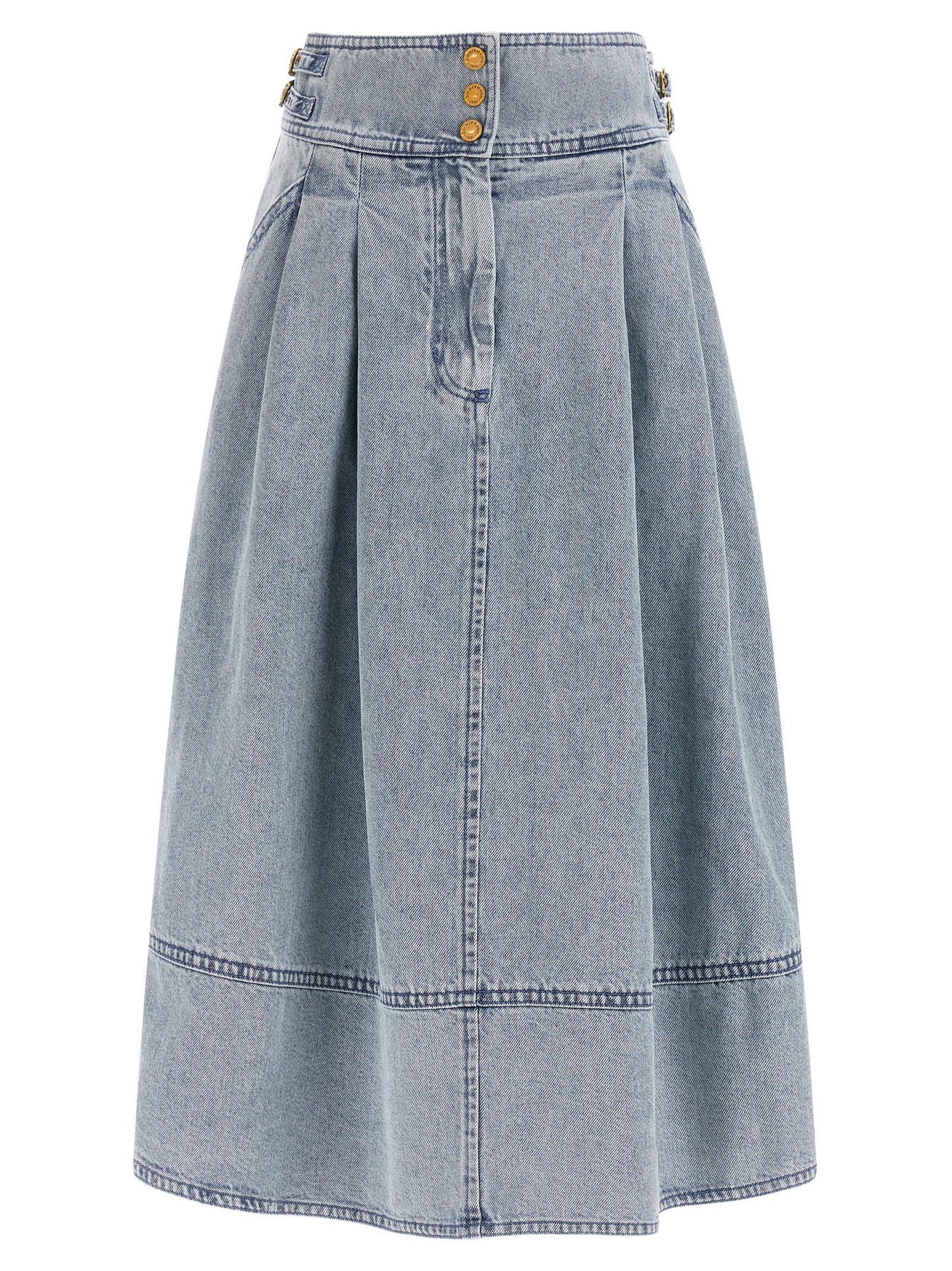 Blue Cotton Midi Skirt