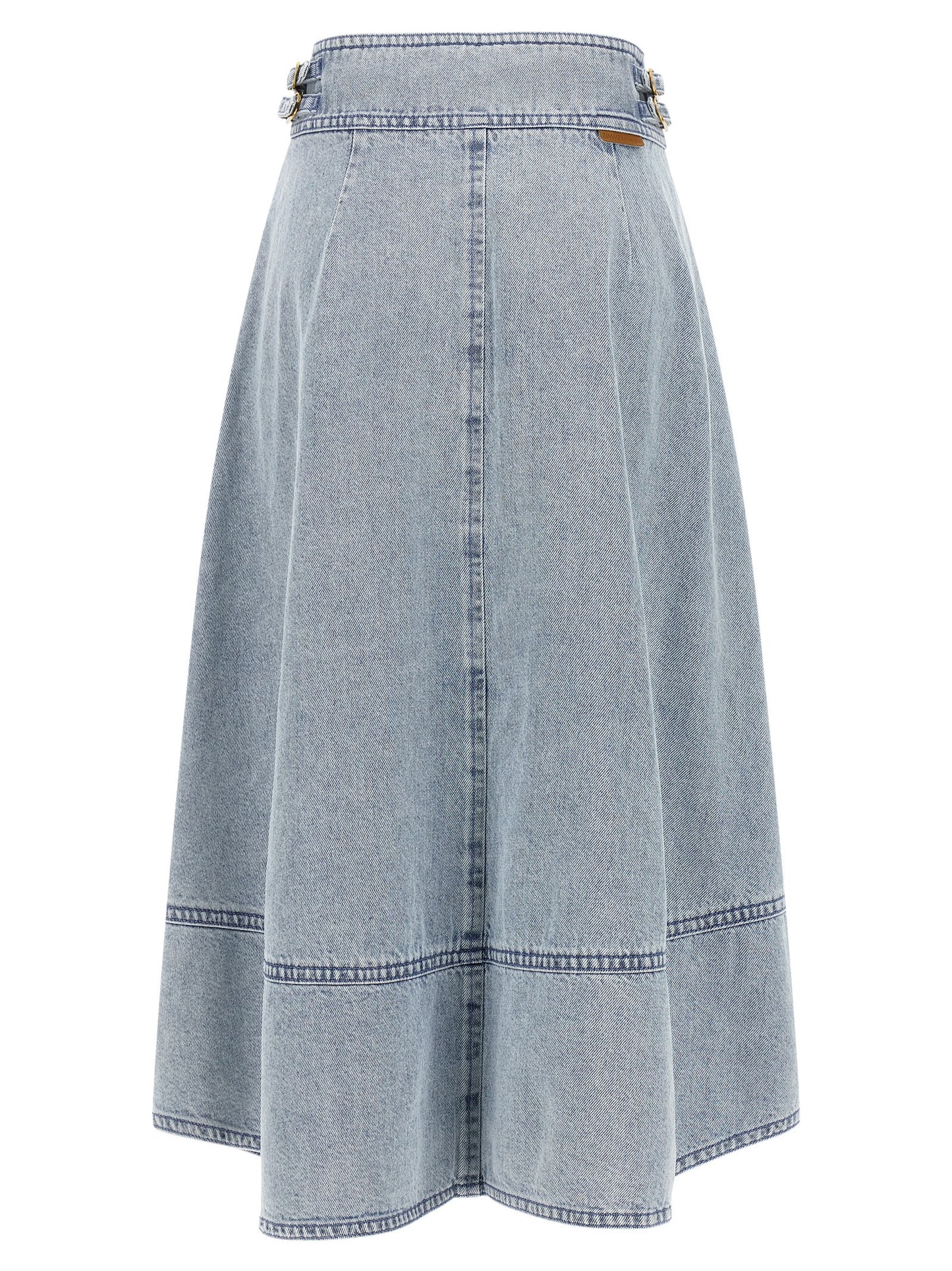Blue Cotton Midi Skirt