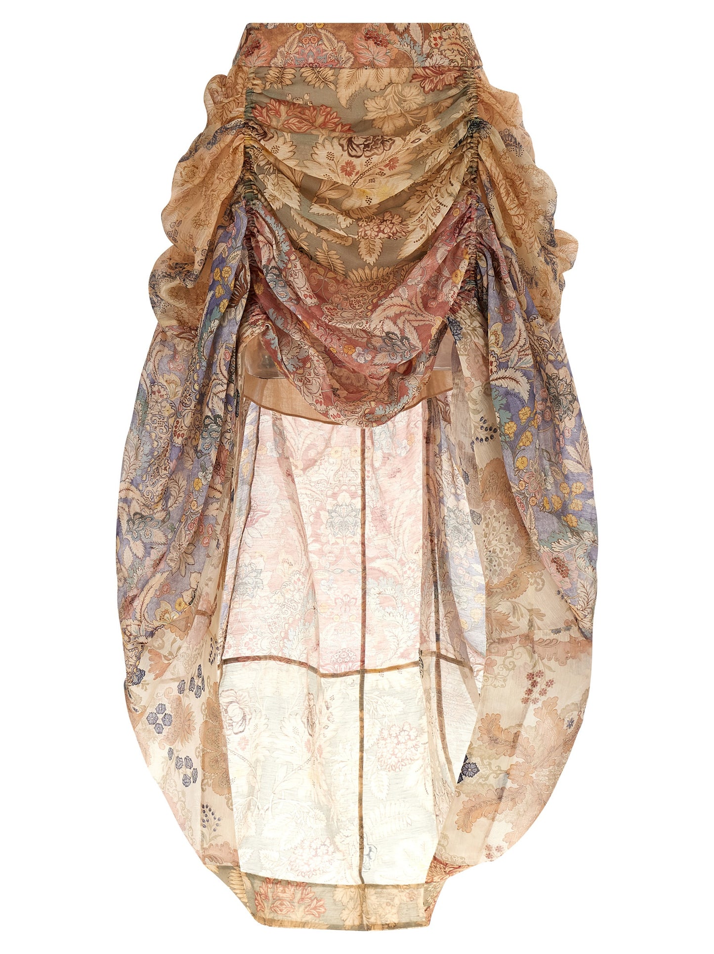 Multicolor Linen Midi Skirt