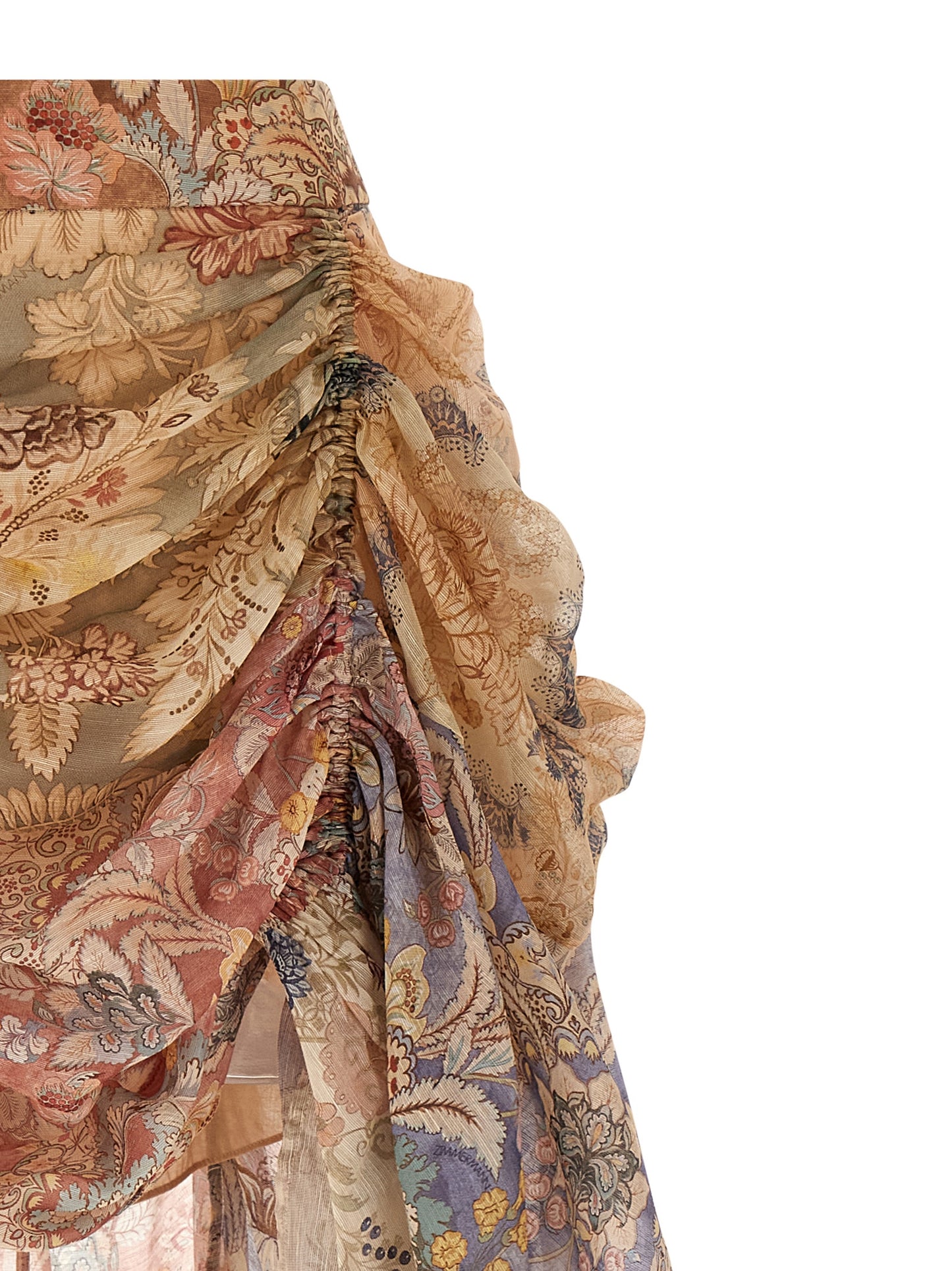 Multicolor Linen Midi Skirt
