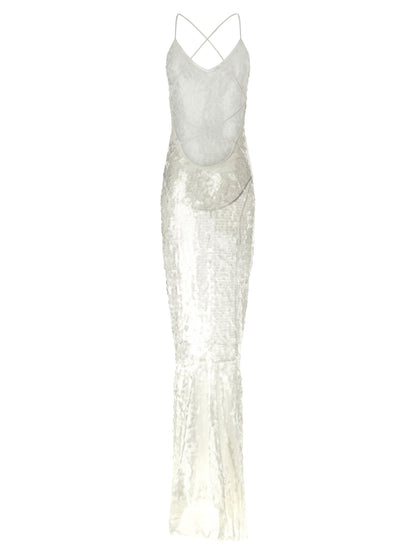 White Polyamide Long Dress