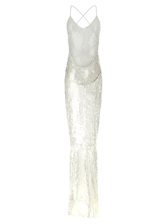 White Polyamide Long Dress