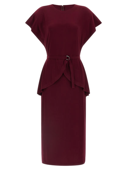 Bordeaux Polyester Midi Dress