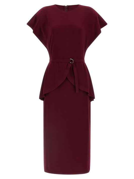 Bordeaux Polyester Midi Dress