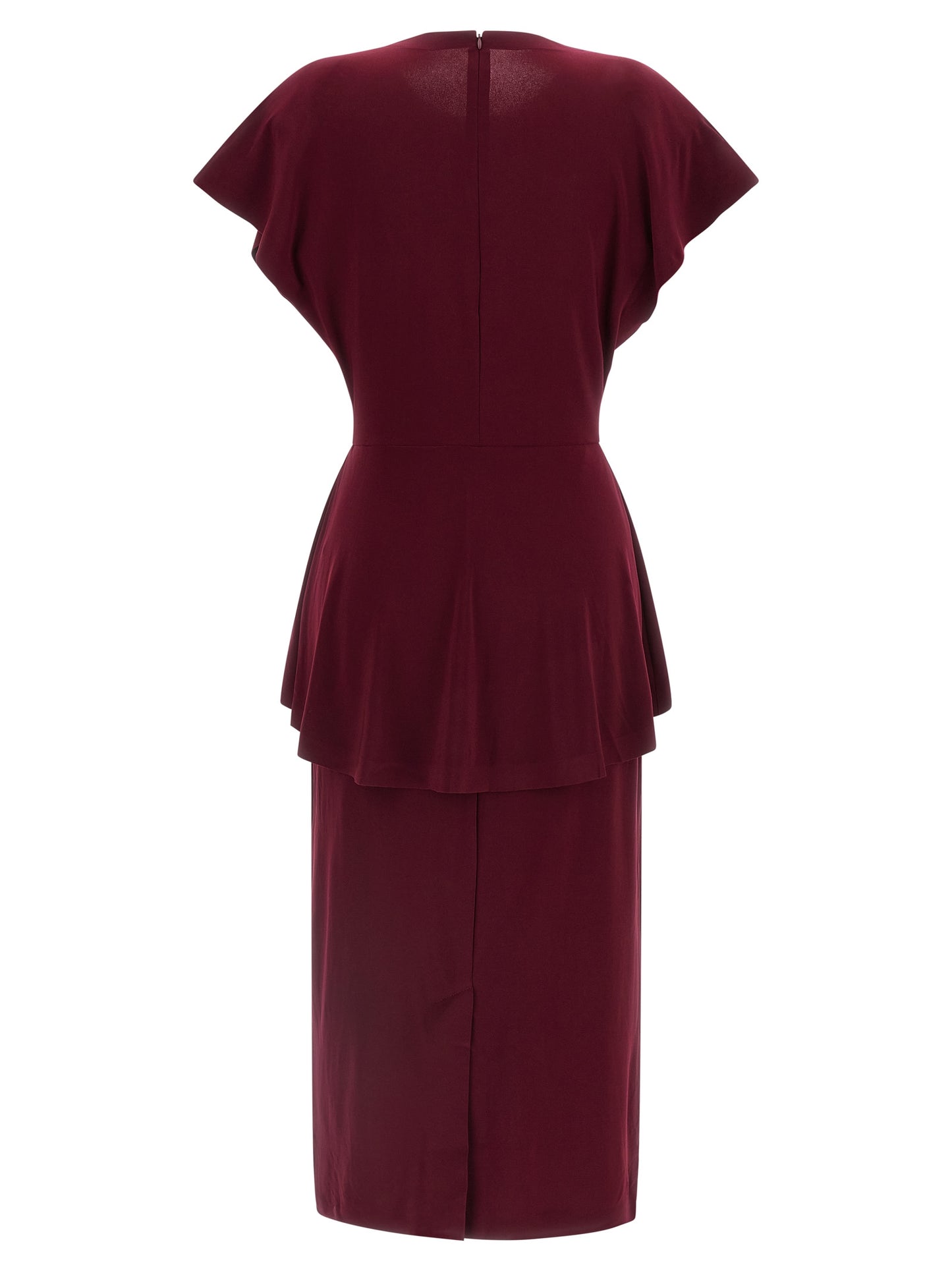 Bordeaux Polyester Midi Dress