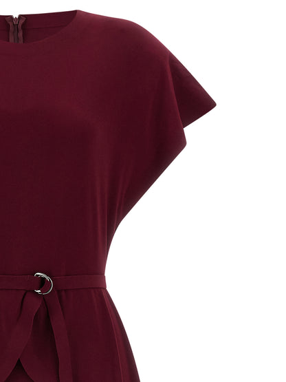 Bordeaux Polyester Midi Dress