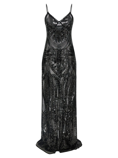 Black Polyester Long Dress