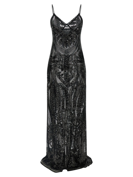 Black Polyester Long Dress