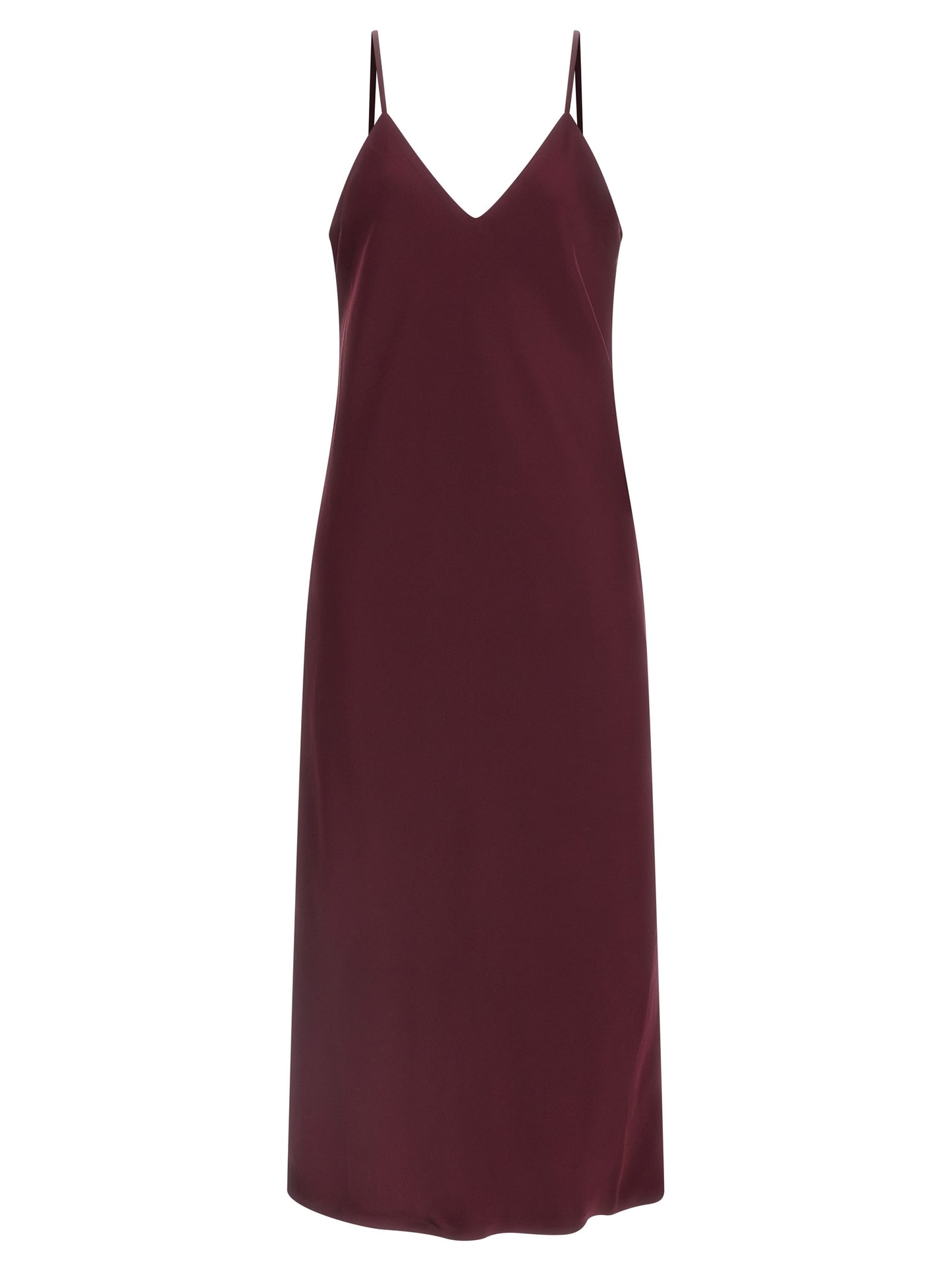 Bordeaux Polyester Midi Dress