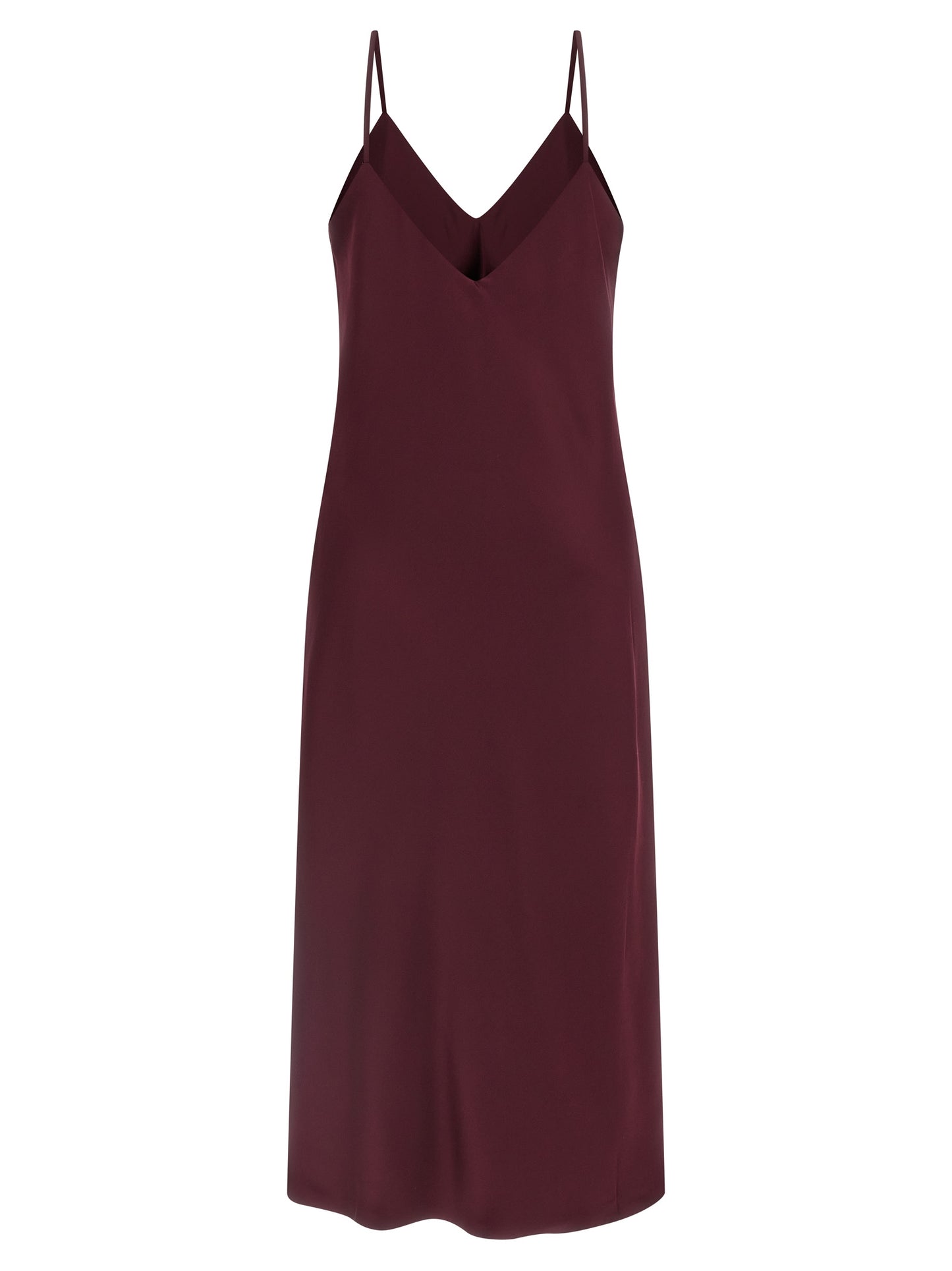 Bordeaux Polyester Midi Dress