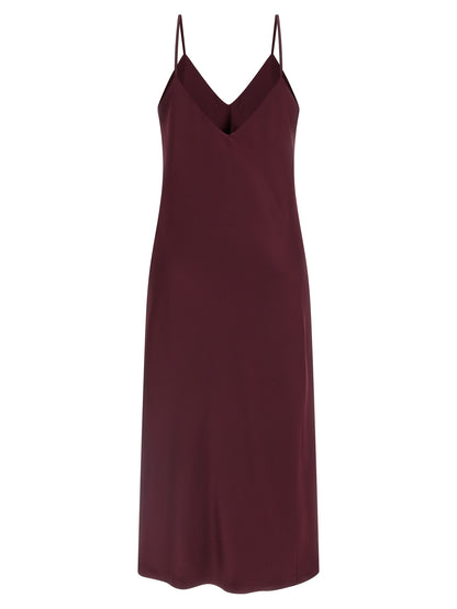 Bordeaux Polyester Midi Dress
