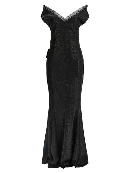 Black Polyester Long Dress