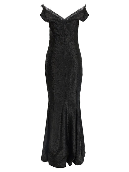 Black Polyester Long Dress