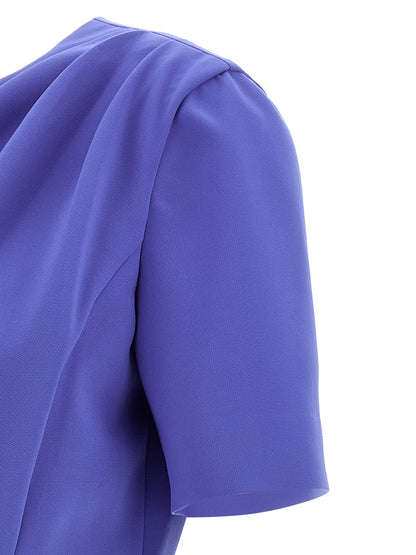 Blue Polyester Midi Dress