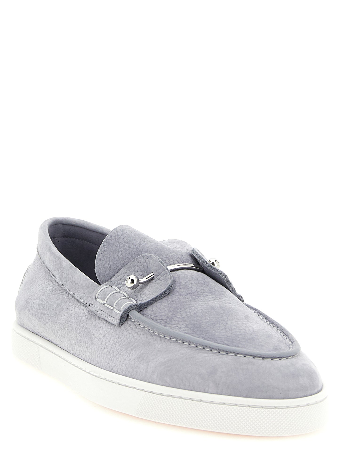 Gray Calfskin Slip-On Loafers