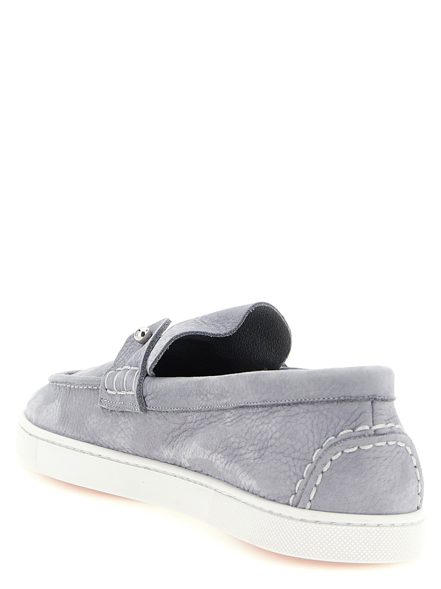 Gray Calfskin Slip-On Loafers