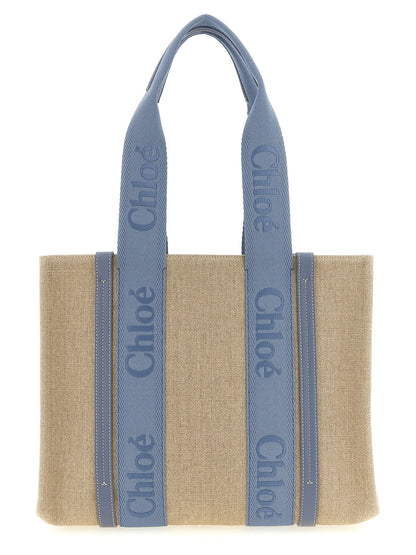Blue Linen Tote Bag