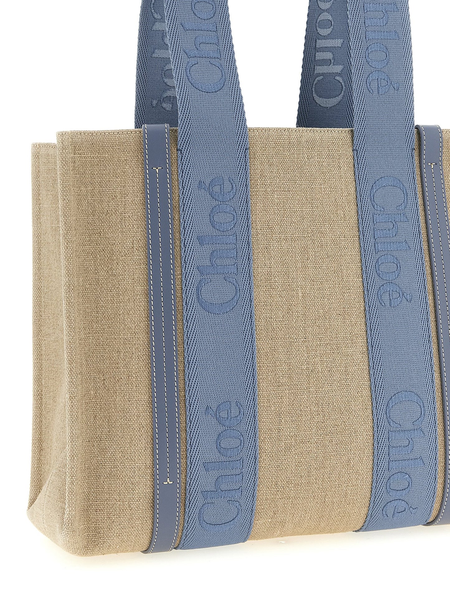 Blue Linen Tote Bag