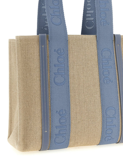 Blue Linen Tote Bag