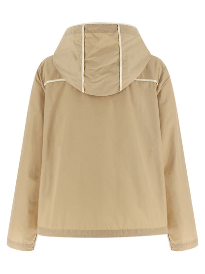 Beige Polyester Shell Jacket