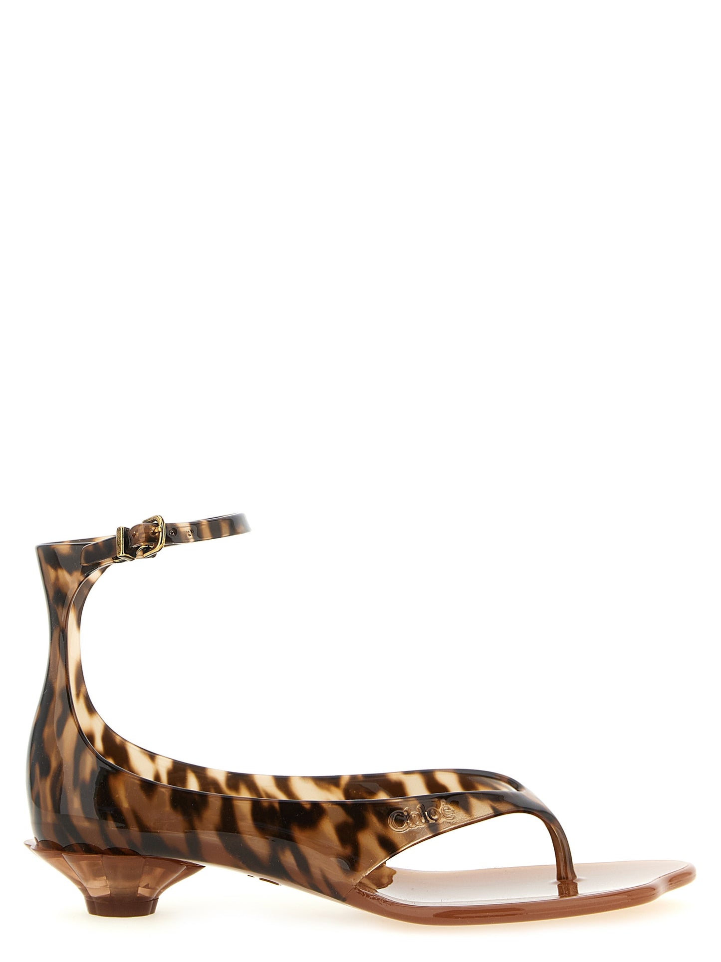 Brown Polyurethane Mid Heel Pumps
