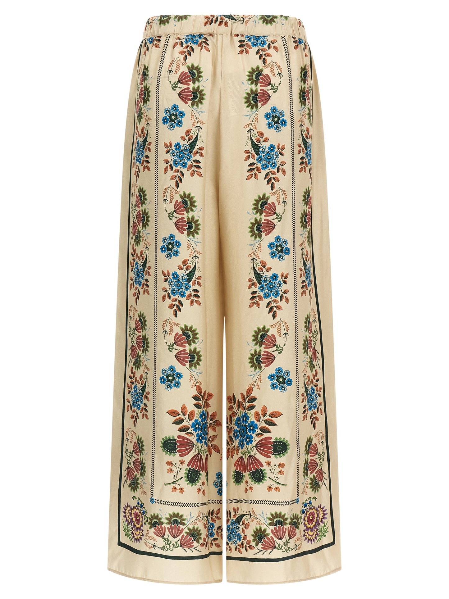 Beige Silk Casual Pants